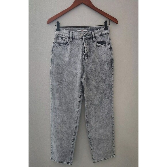 Pacsun High Rise Straight Jeans Black‎ Acid Wash Size 25 Women's - Picture 1 of 7